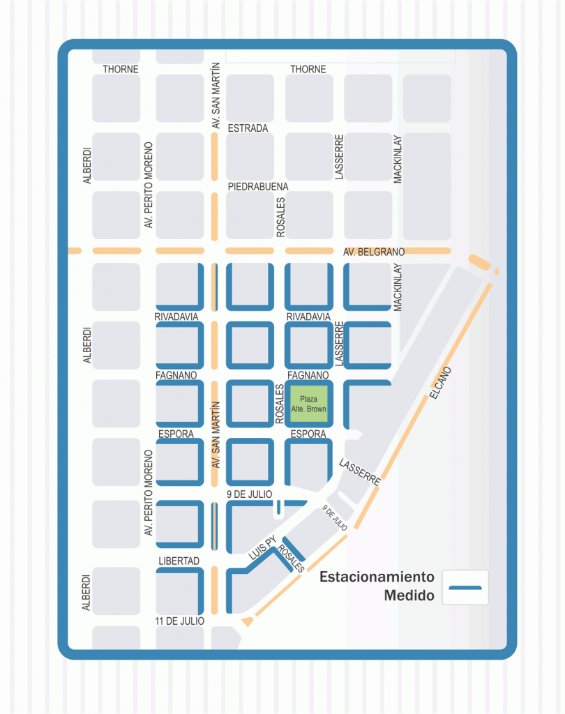 Mapa con las zonas del estacionamiento medido